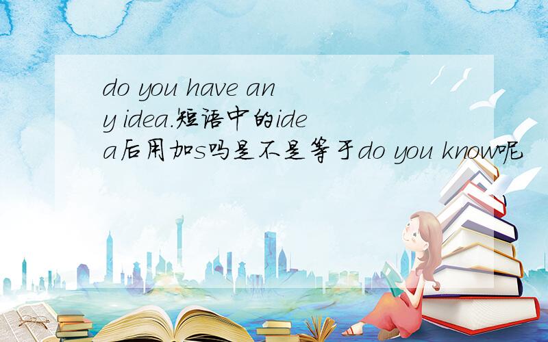 do you have any idea.短语中的idea后用加s吗是不是等于do you know呢