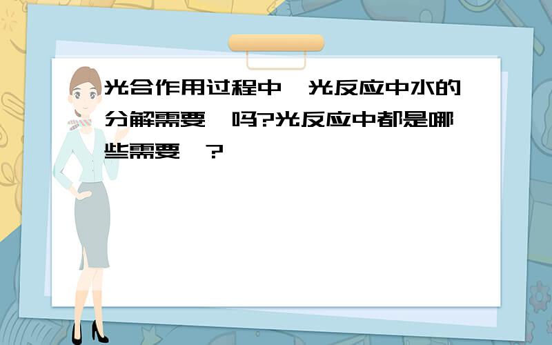 光合作用过程中,光反应中水的分解需要酶吗?光反应中都是哪些需要酶?