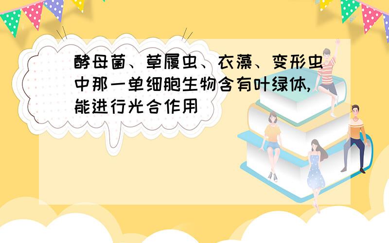 酵母菌、草履虫、衣藻、变形虫中那一单细胞生物含有叶绿体,能进行光合作用