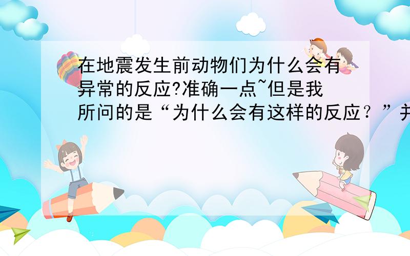 在地震发生前动物们为什么会有异常的反应?准确一点~但是我所问的是“为什么会有这样的反应？”并不是“有什么反应？”请给个准确点的答案。