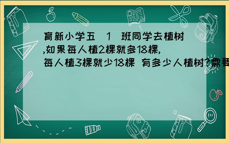 育新小学五（1）班同学去植树,如果每人植2棵就多18棵,每人植3棵就少18棵 有多少人植树?需要植数多少棵?用方程,先设( )再列 打酱油的别来啊 快