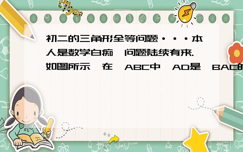 初二的三角形全等问题···本人是数学白痴、问题陆续有来.如图所示,在△ABC中,AD是∠BAC的平分线.而且BD=CD,DE⊥AB于E,DF⊥AC于F.求证；BE=CE