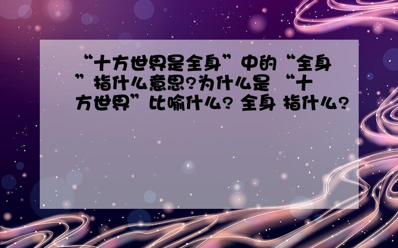 “十方世界是全身”中的“全身”指什么意思?为什么是 “十方世界”比喻什么? 全身 指什么?