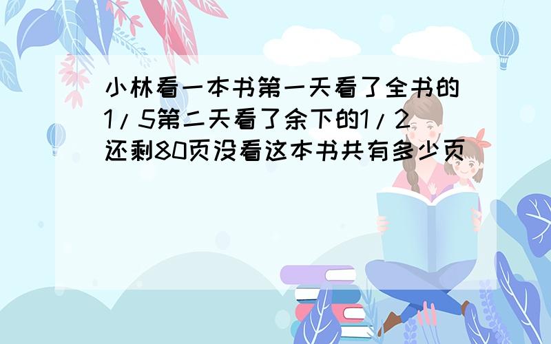 小林看一本书第一天看了全书的1/5第二天看了余下的1/2还剩80页没看这本书共有多少页