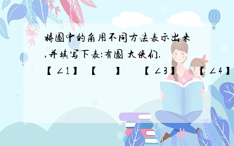 将图中的角用不同方法表示出来,并填写下表：有图 大侠们.【∠1】   【     】       【∠3】       【∠4】    【          】                                                        【      】   【∠BCA 】      【