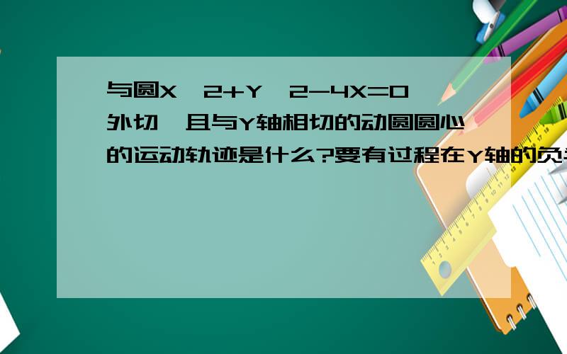 与圆X^2+Y^2-4X=0外切,且与Y轴相切的动圆圆心的运动轨迹是什么?要有过程在Y轴的负半轴也存在这样的圆啊