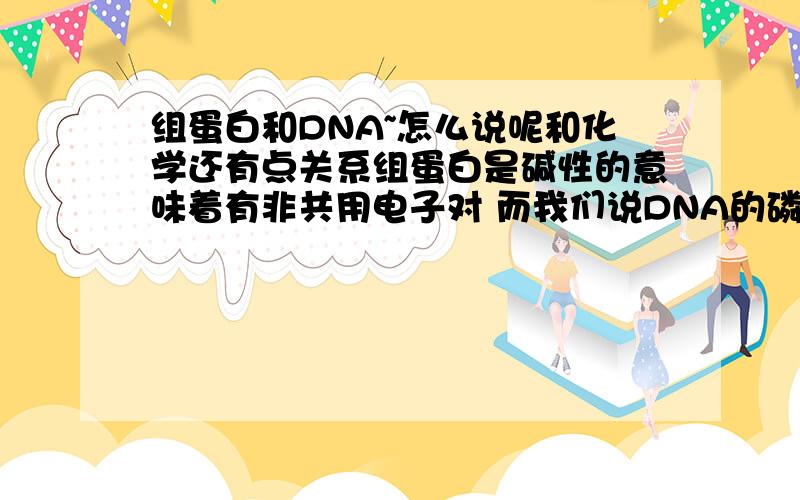 组蛋白和DNA~怎么说呢和化学还有点关系组蛋白是碱性的意味着有非共用电子对 而我们说DNA的磷酸基团是带负电的 书上说这是他们能结合的原因 为什么啊 碱性和带有负电为什么是能结合的