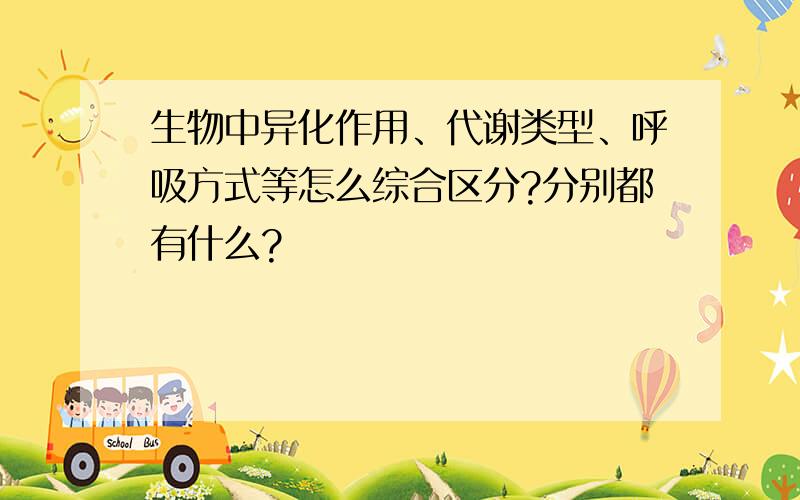 生物中异化作用、代谢类型、呼吸方式等怎么综合区分?分别都有什么?