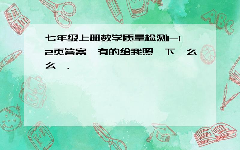 七年级上册数学质量检测1-12页答案,有的给我照一下,么么哒.