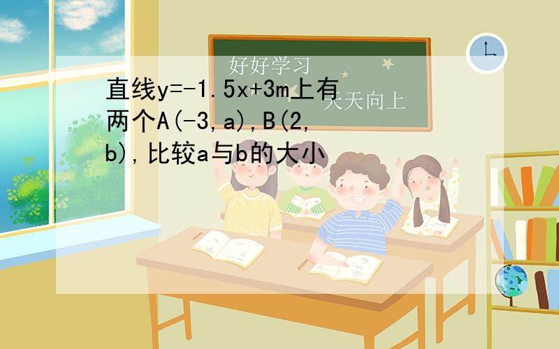 直线y=-1.5x+3m上有两个A(-3,a),B(2,b),比较a与b的大小