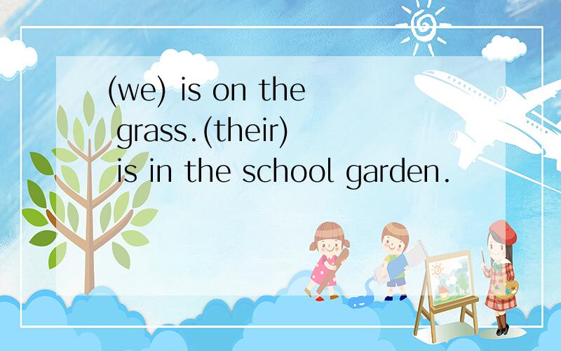 (we) is on the grass.(their) is in the school garden.