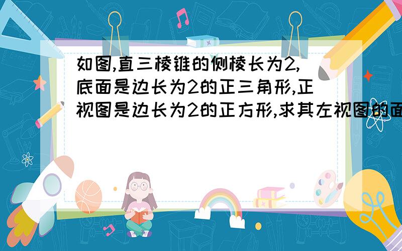 如图,直三棱锥的侧棱长为2,底面是边长为2的正三角形,正视图是边长为2的正方形,求其左视图的面积很着急!宽度为什么是底正三角形的边上的高