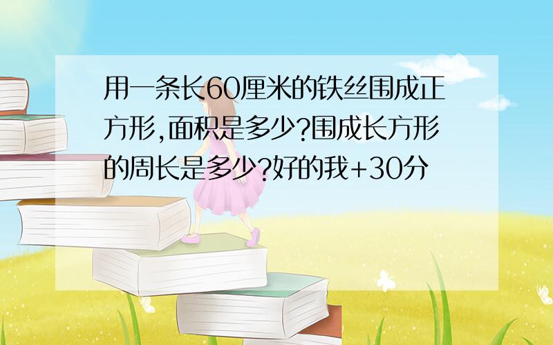 用一条长60厘米的铁丝围成正方形,面积是多少?围成长方形的周长是多少?好的我+30分