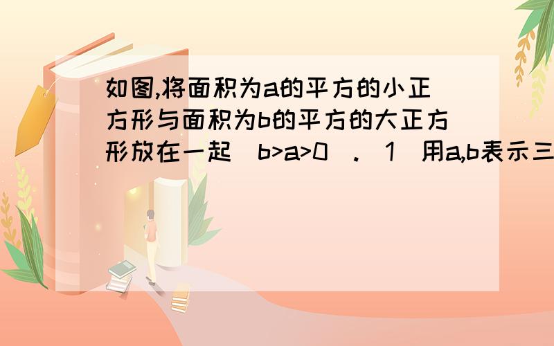 如图,将面积为a的平方的小正方形与面积为b的平方的大正方形放在一起（b>a>0).（1)用a,b表示三角形ABC的面积；（2）并通过计算说明a、b对三角形ABC的面积大小的影响我只要第二小题~好人们啊