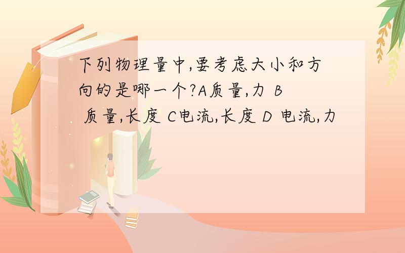 下列物理量中,要考虑大小和方向的是哪一个?A质量,力 B 质量,长度 C电流,长度 D 电流,力