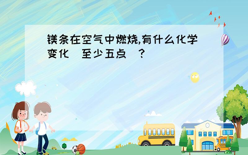 镁条在空气中燃烧,有什么化学变化（至少五点）?