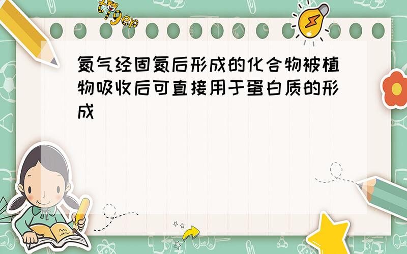 氮气经固氮后形成的化合物被植物吸收后可直接用于蛋白质的形成