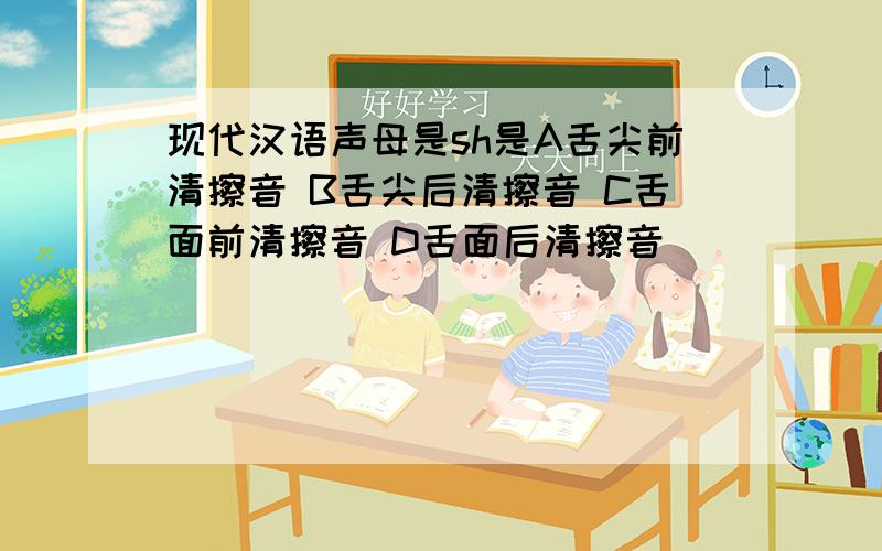 现代汉语声母是sh是A舌尖前清擦音 B舌尖后清擦音 C舌面前清擦音 D舌面后清擦音