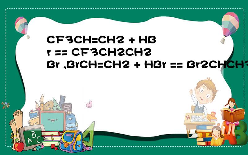 CF3CH=CH2 + HBr == CF3CH2CH2Br ,BrCH=CH2 + HBr == Br2CHCH3 的反应历程?为什么Br会加在不同的位置上?这是个区域选择性很强的反应,为什么?为什么是反马氏规则?是诱导效应吗?