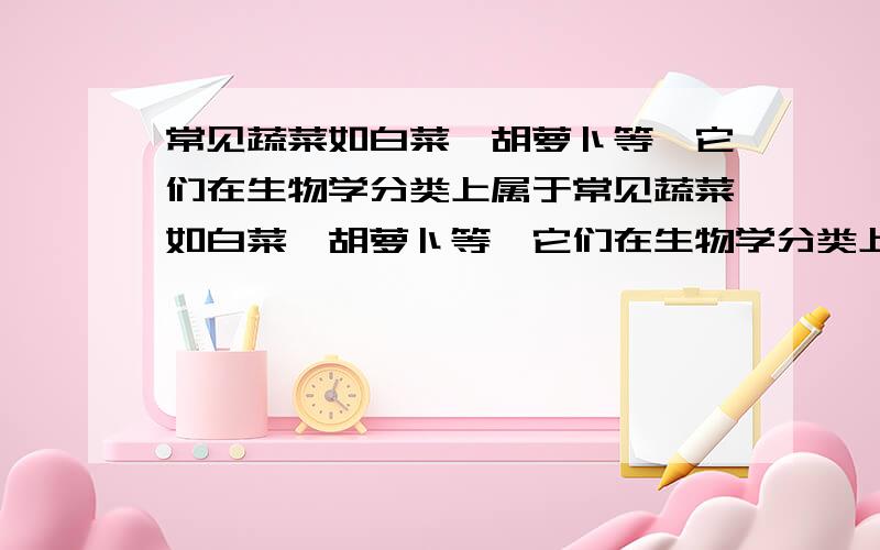 常见蔬菜如白菜、胡萝卜等,它们在生物学分类上属于常见蔬菜如白菜、胡萝卜等,它们在生物学分类上属________.A菊科 B豆科 C十字花科 D蔷薇科