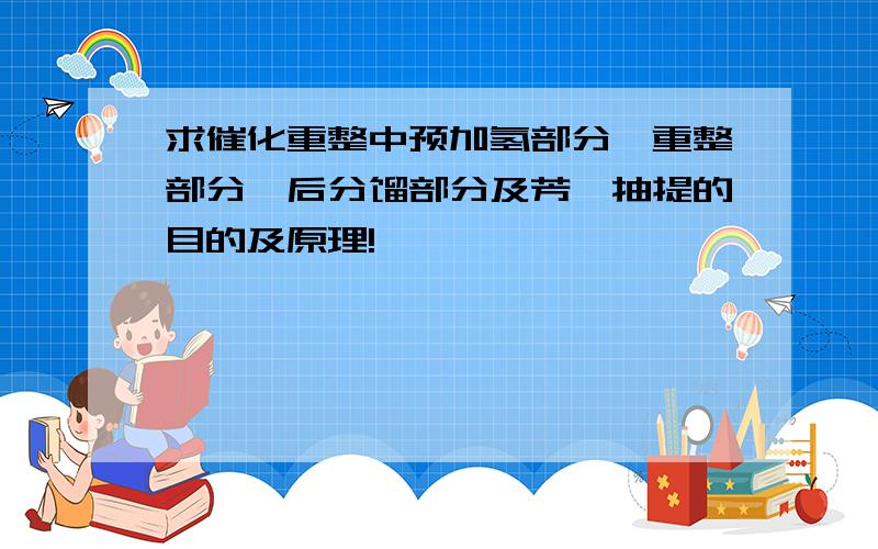 求催化重整中预加氢部分、重整部分、后分馏部分及芳烃抽提的目的及原理!