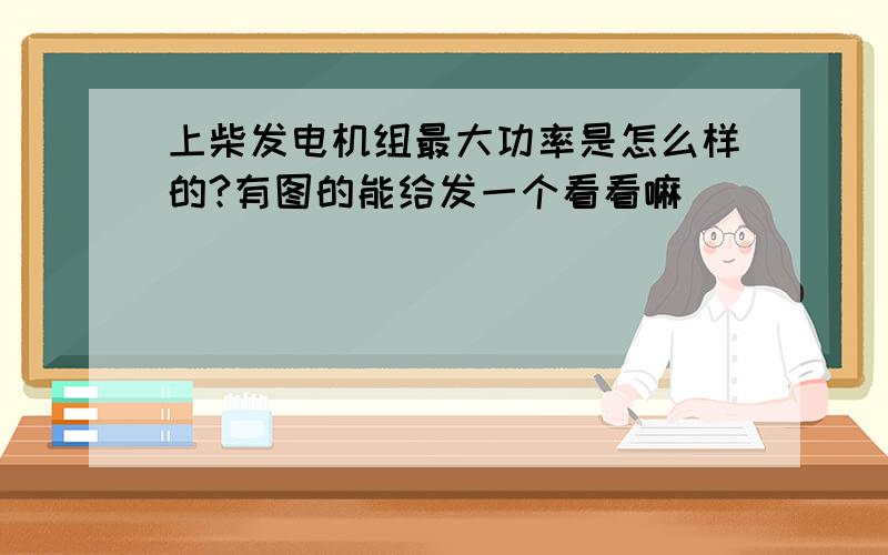 上柴发电机组最大功率是怎么样的?有图的能给发一个看看嘛