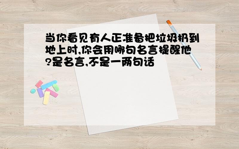 当你看见有人正准备把垃圾扔到地上时,你会用哪句名言提醒他?是名言,不是一两句话