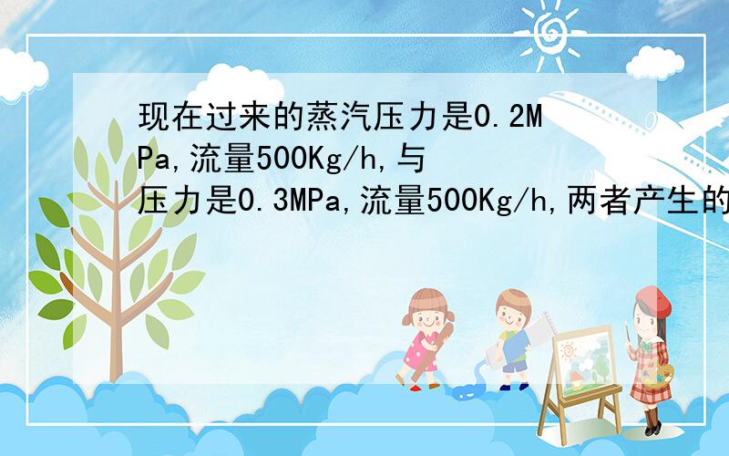 现在过来的蒸汽压力是0.2MPa,流量500Kg/h,与压力是0.3MPa,流量500Kg/h,两者产生的热量是否是一样的用的是涡街流量计