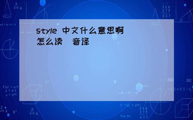 style 中文什么意思啊．怎么读（音译）