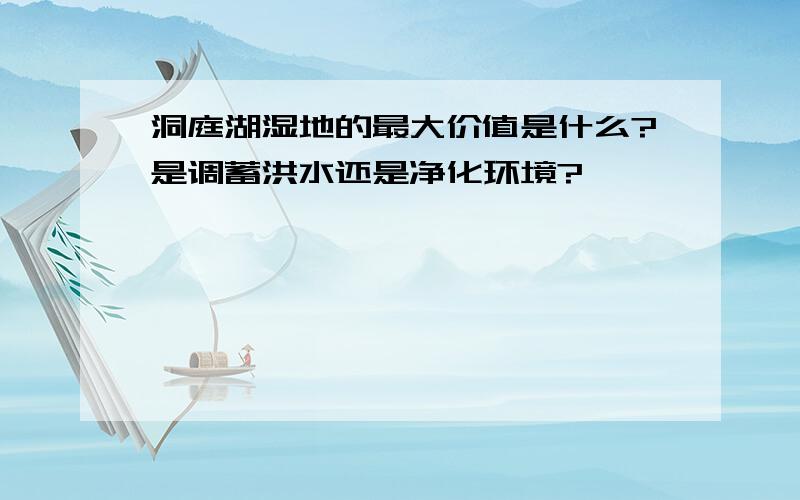 洞庭湖湿地的最大价值是什么?是调蓄洪水还是净化环境?