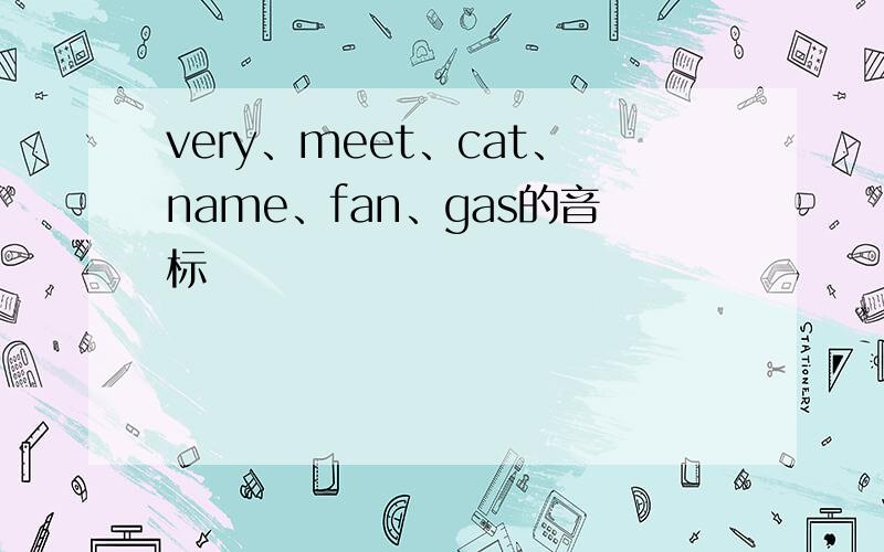 very、meet、cat、name、fan、gas的音标