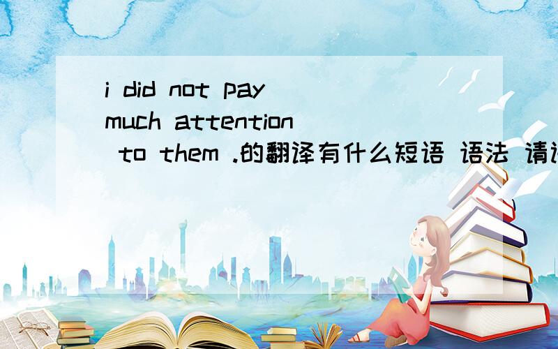 i did not pay much attention to them .的翻译有什么短语 语法 请讲下 谢谢