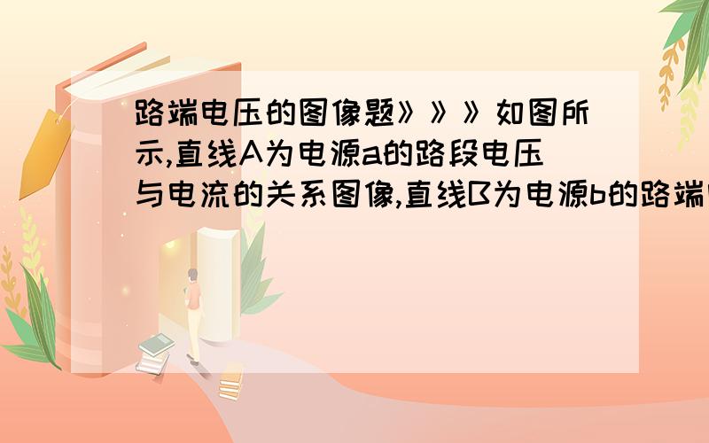 路端电压的图像题》》》如图所示,直线A为电源a的路段电压与电流的关系图像,直线B为电源b的路端电压与电流的关系图像,直线C为电阻R的两端电压与电流关系的图像.若这个电阻R分别接到a,b