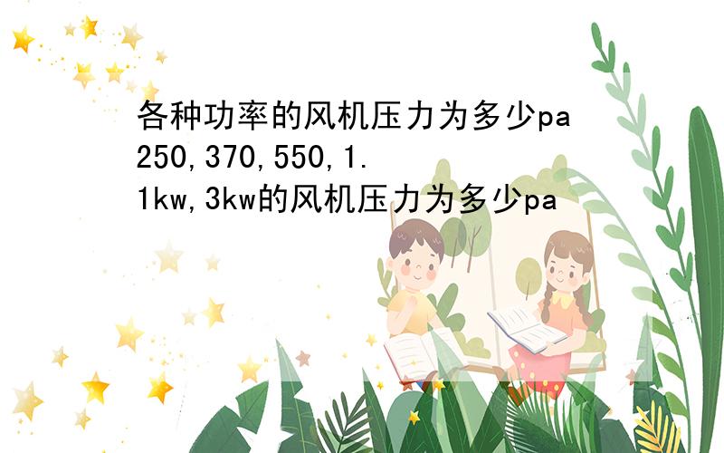 各种功率的风机压力为多少pa250,370,550,1.1kw,3kw的风机压力为多少pa