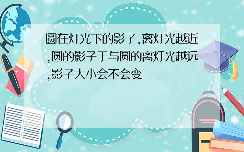 圆在灯光下的影子,离灯光越近,圆的影子于与圆的离灯光越远,影子大小会不会变