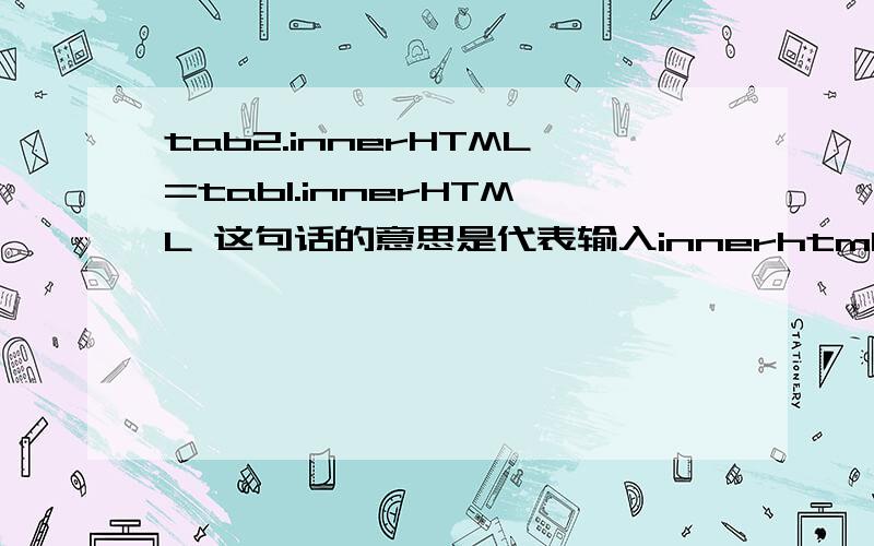 tab2.innerHTML=tab1.innerHTML 这句话的意思是代表输入innerhtml相等吗?