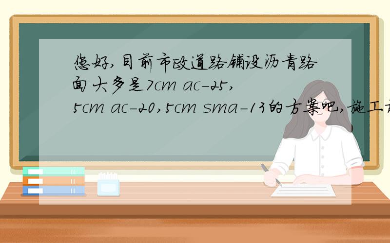 您好,目前市政道路铺设沥青路面大多是7cm ac-25,5cm ac-20,5cm sma-13的方案吧,施工加材料一平米多少钱