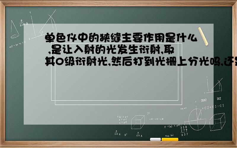 单色仪中的狭缝主要作用是什么 ,是让入射的光发生衍射,取其0级衍射光,然后打到光栅上分光吗,还是只是起到防止杂散 光入射啊,