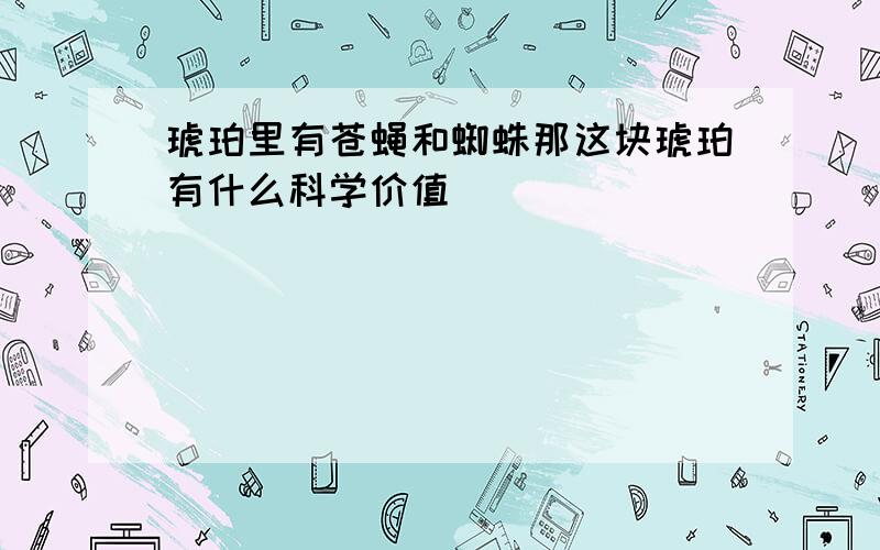 琥珀里有苍蝇和蜘蛛那这块琥珀有什么科学价值