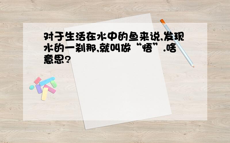 对于生活在水中的鱼来说,发现水的一刹那,就叫做“悟”.啥意思?