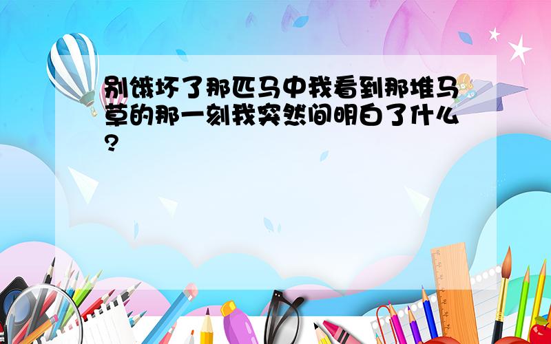 别饿坏了那匹马中我看到那堆马草的那一刻我突然间明白了什么?