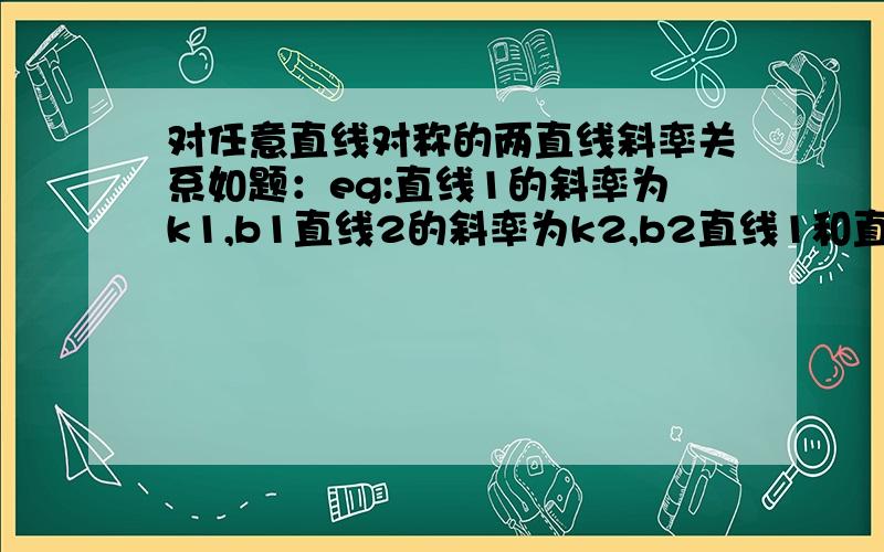 对任意直线对称的两直线斜率关系如题：eg:直线1的斜率为k1,b1直线2的斜率为k2,b2直线1和直线2关于直线3对称,直线3的斜率为k3,b3那么k1,k2,k3的关系是什么呢?