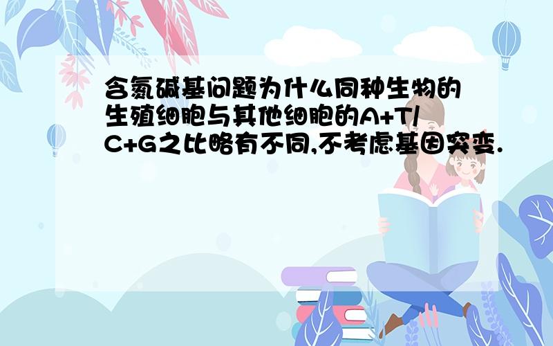 含氮碱基问题为什么同种生物的生殖细胞与其他细胞的A+T/C+G之比略有不同,不考虑基因突变.