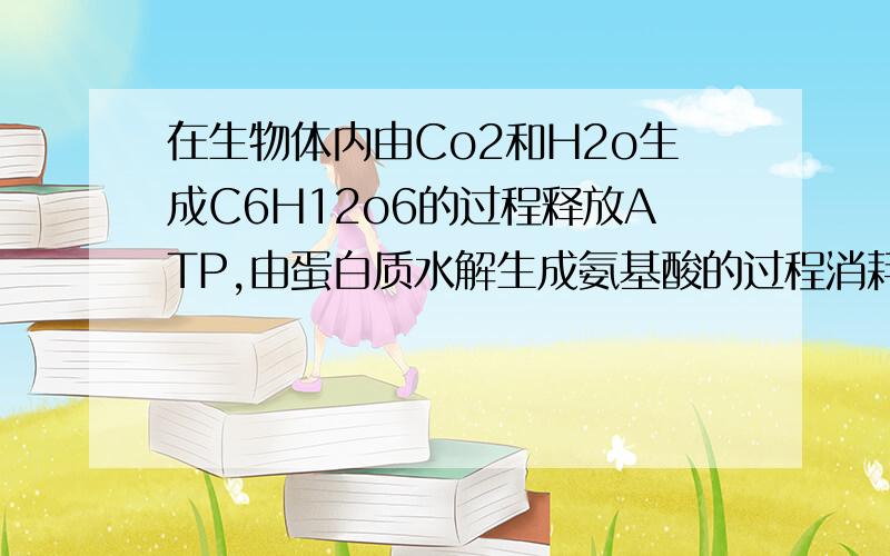 在生物体内由Co2和H2o生成C6H12o6的过程释放ATP,由蛋白质水解生成氨基酸的过程消耗ATP