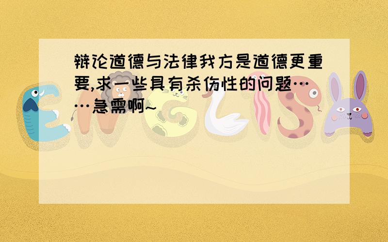 辩论道德与法律我方是道德更重要,求一些具有杀伤性的问题……急需啊~