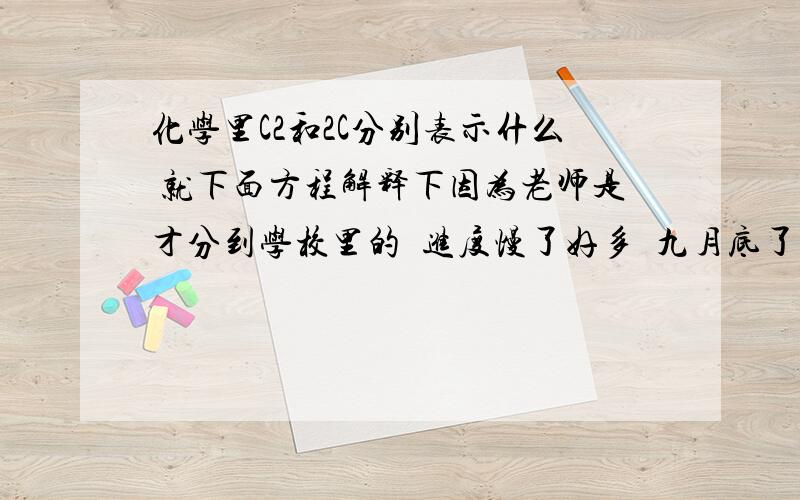 化学里C2和2C分别表示什么 就下面方程解释下因为老师是才分到学校里的  进度慢了好多  九月底了才讲到正确使用仪器   刚刚群里一哥们告诉我俩方程叫我记住   但是一直没弄明白2C和C2什么