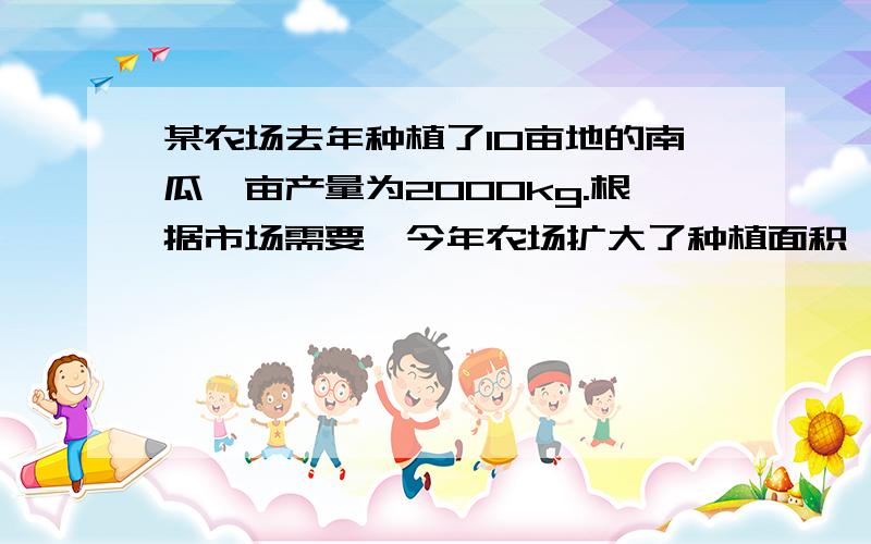 某农场去年种植了10亩地的南瓜,亩产量为2000kg.根据市场需要,今年农场扩大了种植面积,并且全部种植了高产量的新南瓜知南.已知南瓜种植面积的增长率是25%,今年南瓜总产量为30000kg,求南瓜亩