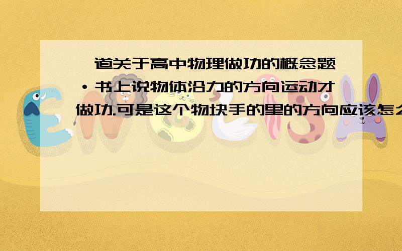 一道关于高中物理做功的概念题·书上说物体沿力的方向运动才做功.可是这个物块手的里的方向应该怎么看呢?是看滑轮左侧的方向还是看滑轮右侧的方向?这个力是变力还是不变的力?（指方