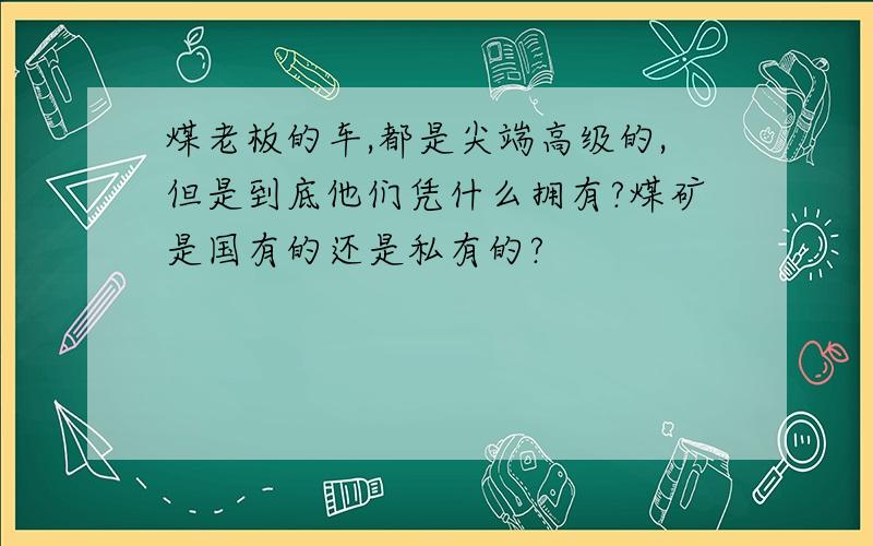 煤老板的车,都是尖端高级的,但是到底他们凭什么拥有?煤矿是国有的还是私有的?