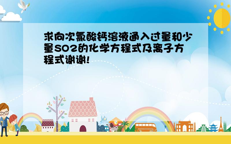 求向次氯酸钙溶液通入过量和少量SO2的化学方程式及离子方程式谢谢!